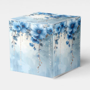 Blauwe Bloemen en Parels Favor Doos Bedankdoosjes