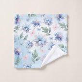 Blauwe bloemen en roze vlinders bad handdoek (Wasdoekje)