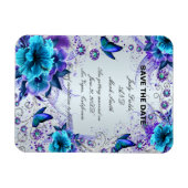 Blauwe bloemen en vlinder sparen de datummagneet magneet (Horizontaal)