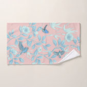 blauwe bloemen en vogel, achtergrondkleur lichte r bad handdoek (Handdoek)