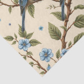 Blauwe bloemen en vogels Ontwerp Decoupage Tissuepapier (Detail)