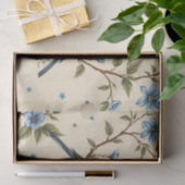 Blauwe bloemen en vogels Ontwerp Decoupage Tissuepapier (Geschenk)