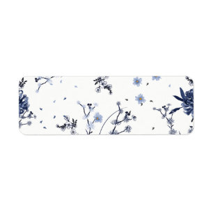Blauwe bloemen etiket