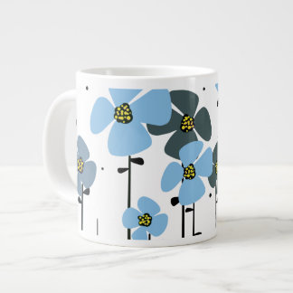 Blauwe bloemen extra grote beker