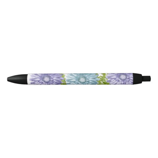 Blauwe bloemen Gerbera Daisy Zwarte Inkt Pen (Voorkant)