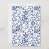Blauwe Bloemen Grens bruiloft uitnodiging (Achterkant)