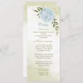 blauwe bloemen grienery bruiloft menu (Voorkant / Achterkant)