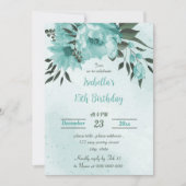 Blauwe bloemen groen botanische verjaardag kaart (Voorkant)