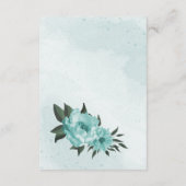 blauwe bloemen groene bruiloft informatiekaartje (Achterkant)