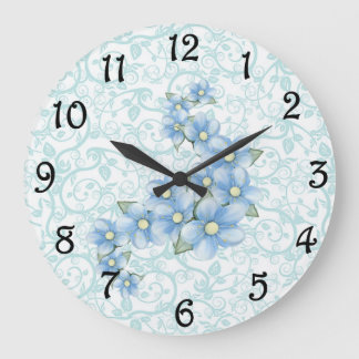 Blauwe bloemen grote klok
