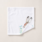 Blauwe bloemen Hare Rabbit Wildflower Waterverf Bad Handdoek (Wasdoekje)