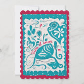 Blauwe Bloemen Hart Papel Picado Mexicaanse bruilo Kaart (Achterkant)