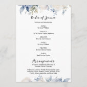 Blauwe Bloemen Herdenkingsdienst Funeral Order of Programma (Achterkant)