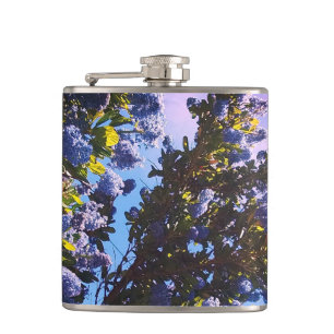 Blauwe bloemen heupfles