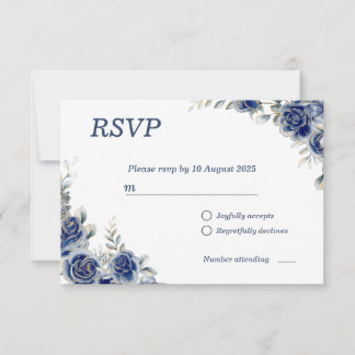 Blauwe Bloemen Huwelijk RSVP Response Kaart