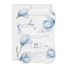 Blauwe Bloemen Huwelijksuitnodiging