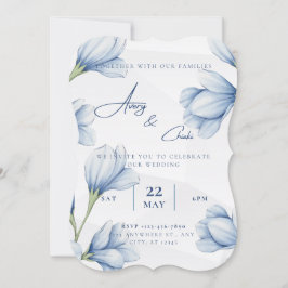 Blauwe Bloemen Huwelijksuitnodiging