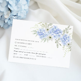 Blauwe Bloemen Hydrangea bruiloft RSVP Kaartje