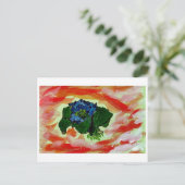 Blauwe bloemen in briefkaart met rood zee (Staand voorkant)