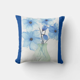 Blauwe bloemen in een vaas Notitiekaarten Kussen