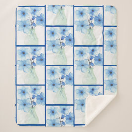Blauwe bloemen in een vaas Notitiekaarten Sherpa Deken