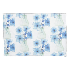 Blauwe bloemen in glazen vaas kussensloop