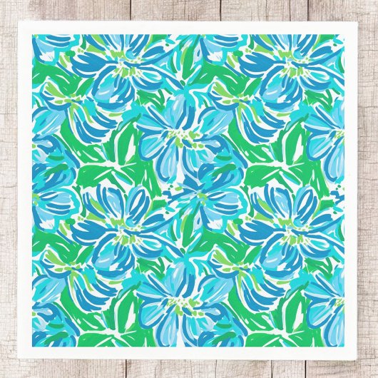 Blauwe Bloemen in Preppy Stijl Servet