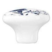 Blauwe bloemen keramische knop (Zijkant)