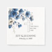 Blauwe bloemen kruis twee wordt een bruiloft servet (Voorkant)