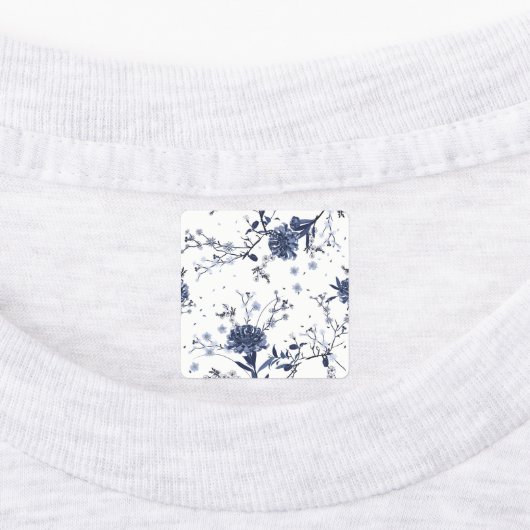 Blauwe bloemen labels (Aangebracht)