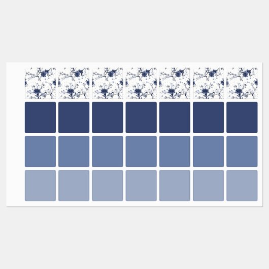 Blauwe bloemen labels (Vel)