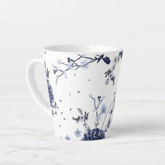 Blauwe bloemen latte mok (Linkerhoek)