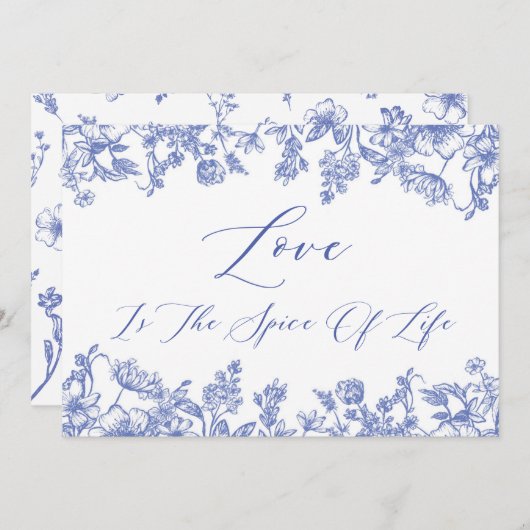  Blauwe Bloemen Liefde is het Kruid van het Leven Kaart (Voorkant / Achterkant)