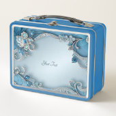 Blauwe Bloemen Lunchbox (Voorkant)