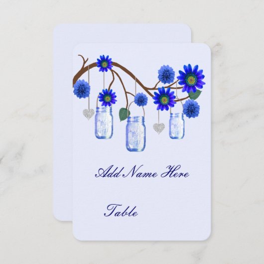 Blauwe Bloemen Mason Potten Tafelplaatskaart Kaart (Voorkant / Achterkant)