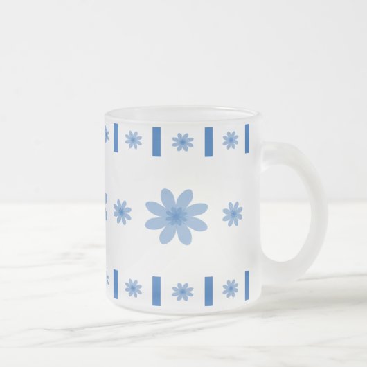 Blauwe bloemen matglas koffiemok (Rechts)