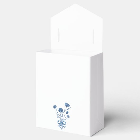 Blauwe bloemen met boog bedankdoosjes (Geopend)