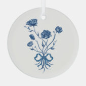 Blauwe bloemen met boogglas Ornament (Achterkant)