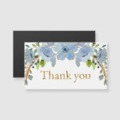 Blauwe bloemen met Elegant Goud Script Dank u (Voorkant / Achterkant)