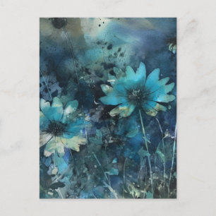 Blauwe Bloemen Mixed Media Briefkaart