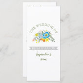 Blauwe bloemen modern bloemetjestrouwprogramma programma (Voorkant / Achterkant)