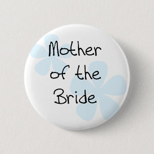 Blauwe bloemen moeder van de bruid ronde button 5,7 cm