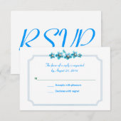 blauwe bloemen mooie bruiloft RSVP Kaartje (Voorkant / Achterkant)