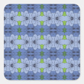 Blauwe bloemen motief Pattern Bathroom Vierkante Sticker (Voorkant)