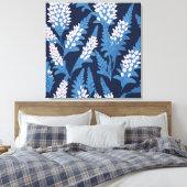 Blauwe bloemen muur kunst canvas afdruk (Insitu (Slaapkamer))