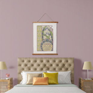 Blauwe bloemen nieuwe kunststijl hangend wandkleed