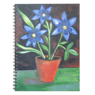 Blauwe bloemen notitieboek