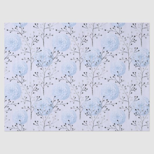 Blauwe bloemen op lichtblauwe ontkoppeling tissuepapier (Voorkant)