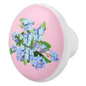 Blauwe bloemen op pastel roze keramische trekkrach keramische knop (Rechts)