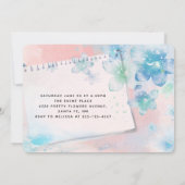  Blauwe Bloemen op Roze Achtergrond Afstuderen Kaart (Achterkant)